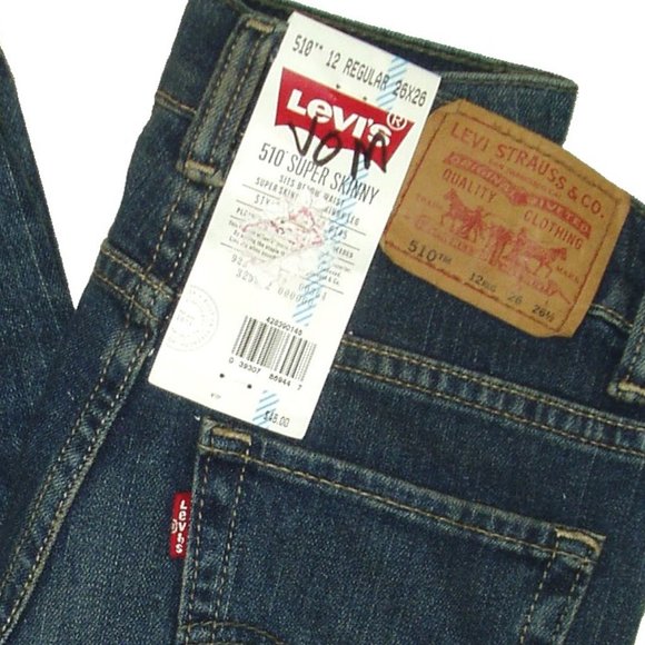 Boys Blue Jeans Super Skinny Fit Levis 510 Youth Pants 12 Regulars 26 x 26 1/2 - Picture 2 of 10